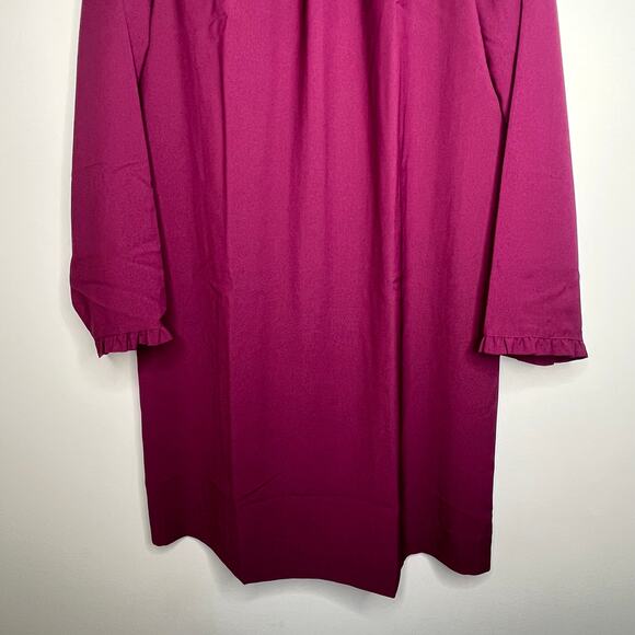 J. Crew Purple Ruffle Collar Long Sleeve Shift Mini Dress Size 6 - Picture 6 of 9